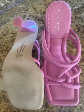 Circus by Sam Edelman Pink Knotted Strappy Square-Toe Slide Heels